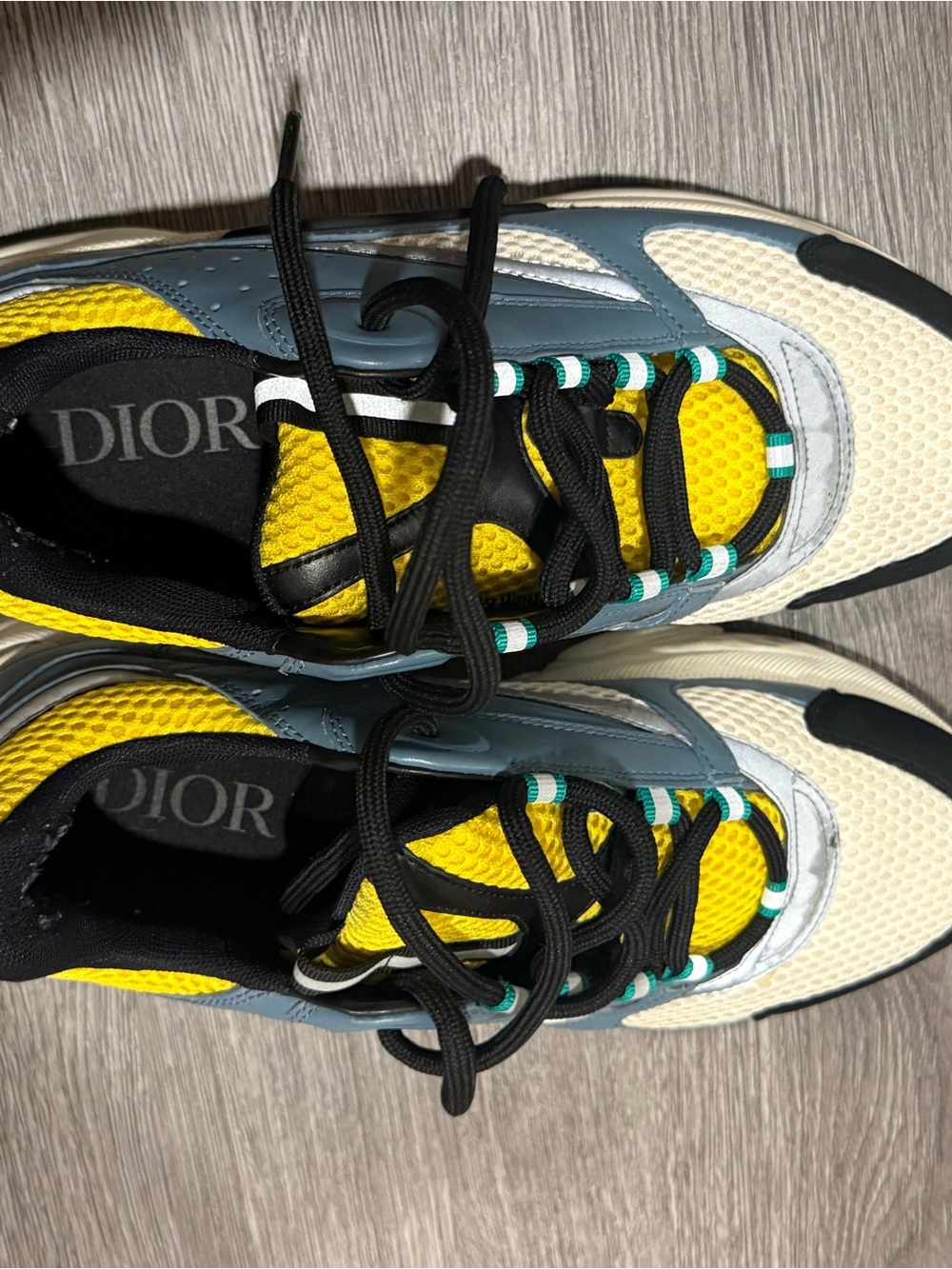 Dior Black, Yellow & Blue Mesh Leather Sneaker